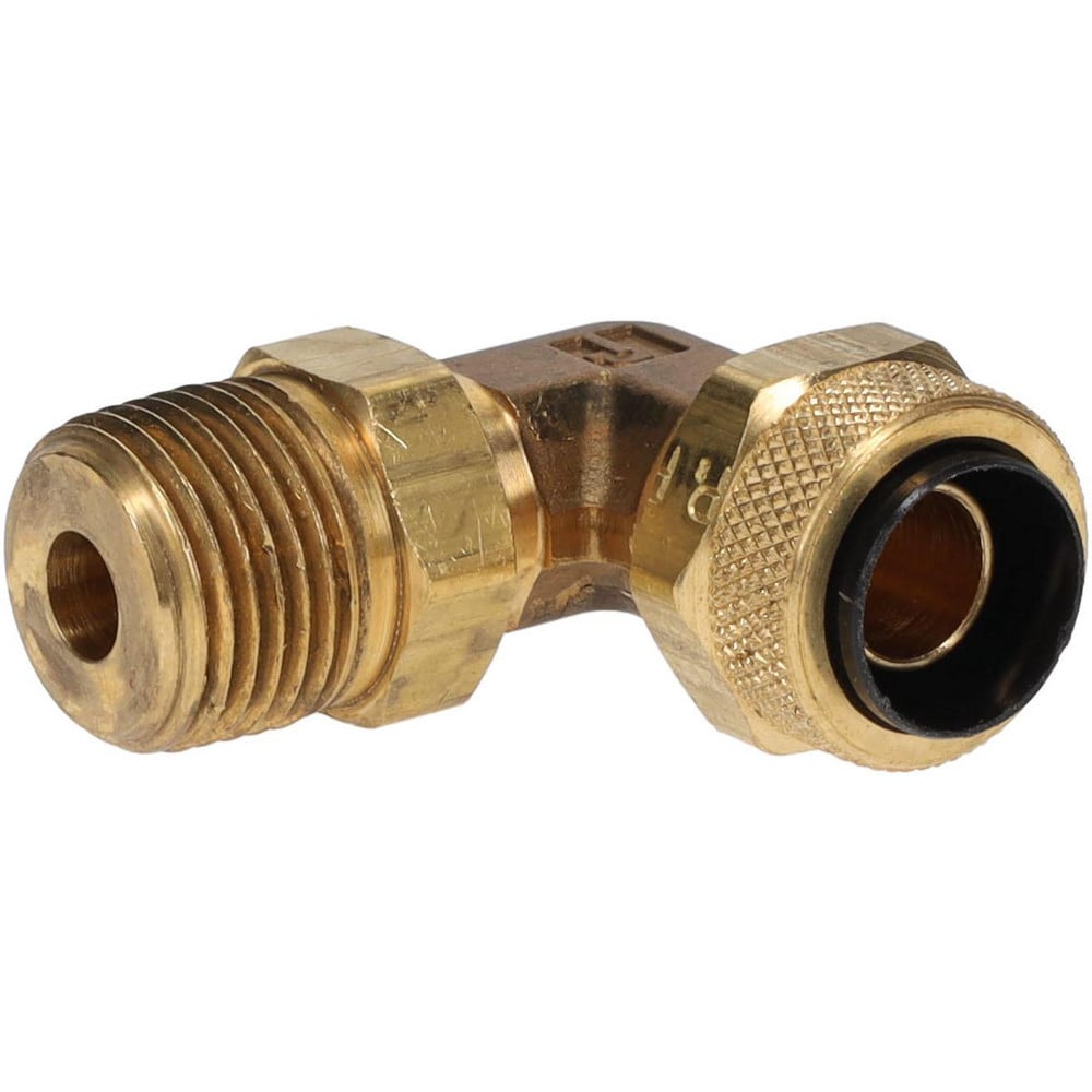 Compression Tube Swivel Elbow: 3/8" Thread, 1/2" Tube OD, Compression x MNPT