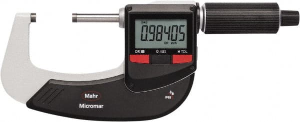 Mahr 4157101 Electronic Outside Micrometer: 2", Carbide Tipped Measuring Face, IP65 
