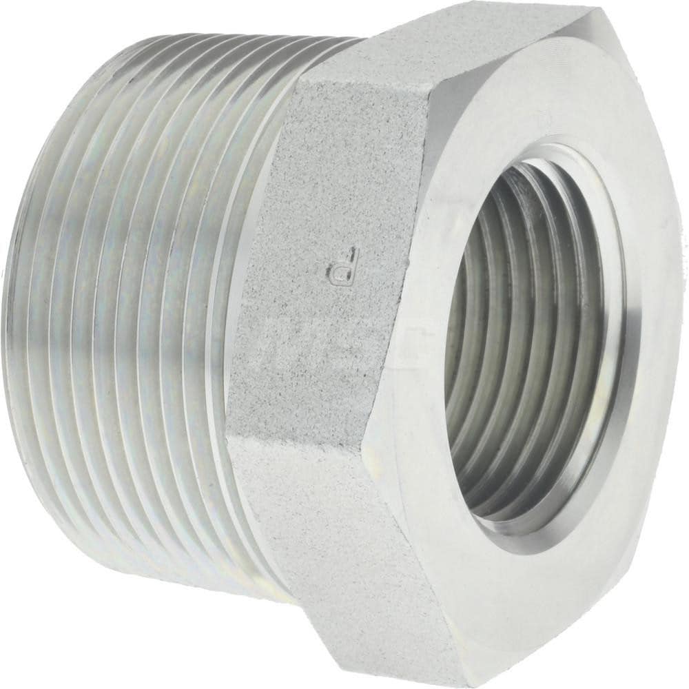 Industrial Pipe Bushing: 1" Female Thread, 1-1/2" Male Thread, MNPTF x FNPTF