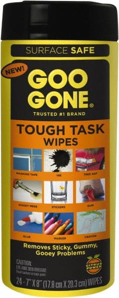 Goo Gone Tough Task Wipes - 24 / Canister - 4 / Carton - White