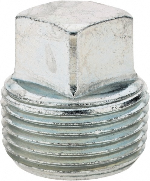 Industrial Pipe Square Head Plug: 3/4" Male Thread, MNPTF