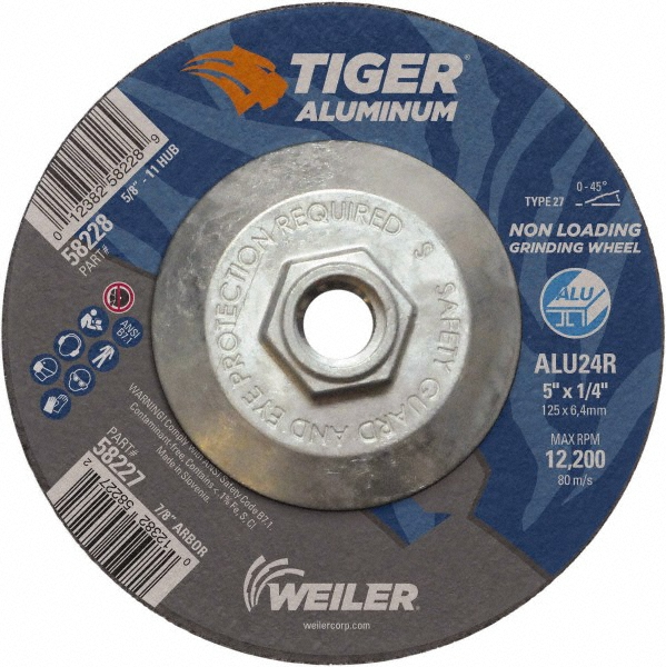 Weiler 5 x 1/4, 5/8" Hole 24 Grit Aluminum Oxide/Silicon Carbide