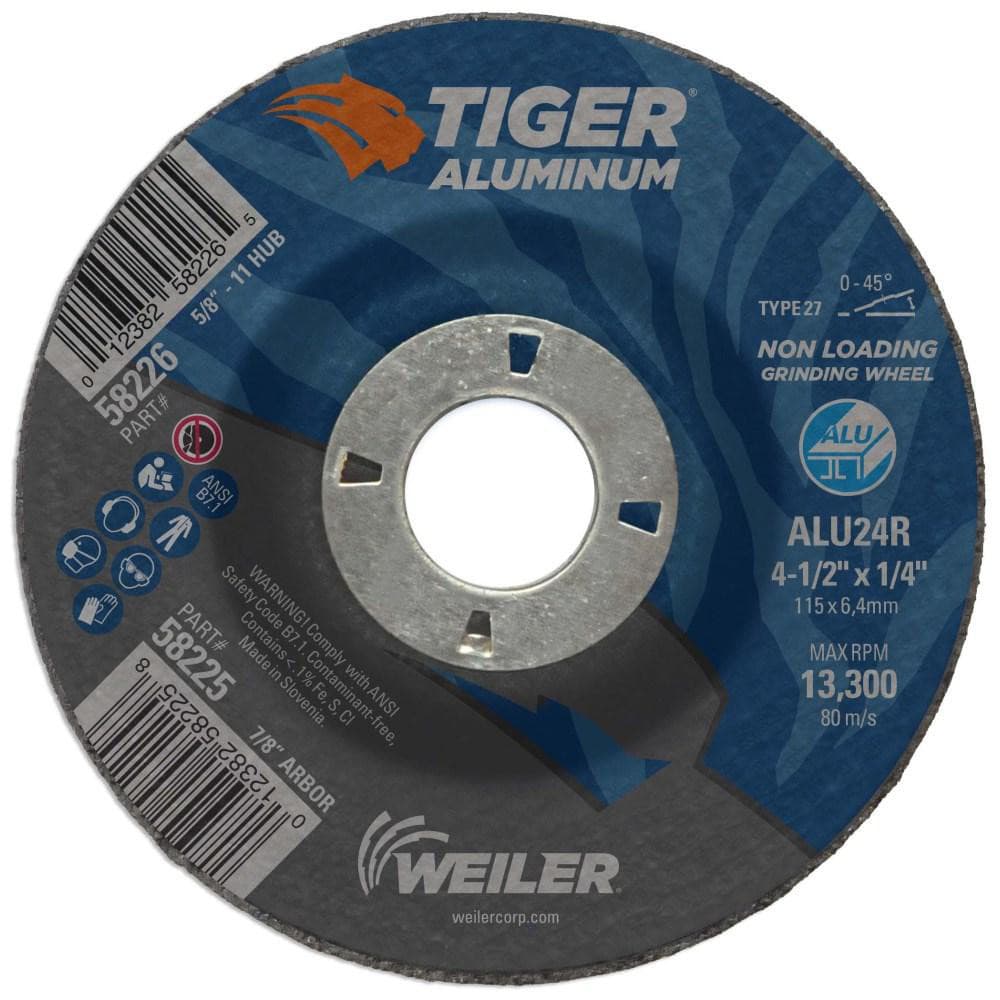 Weiler - Cutoff Wheel: Type 27, 4-1/2″ Dia, 1/4″ Thick, 7/8″ Hole 