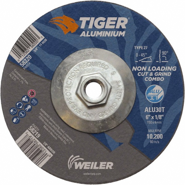 Weiler 6 x 1/8, 5/8" Hole 30 Grit Aluminum Oxide/Silicon Carbide