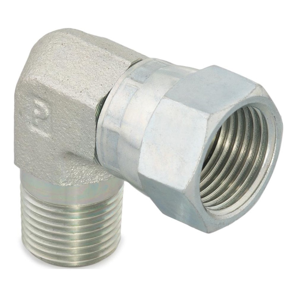 Steel Flared Tube Swivel Elbow Connector: 3/8" Tube OD, 3/8 Thread, 37 ° Flared Angle