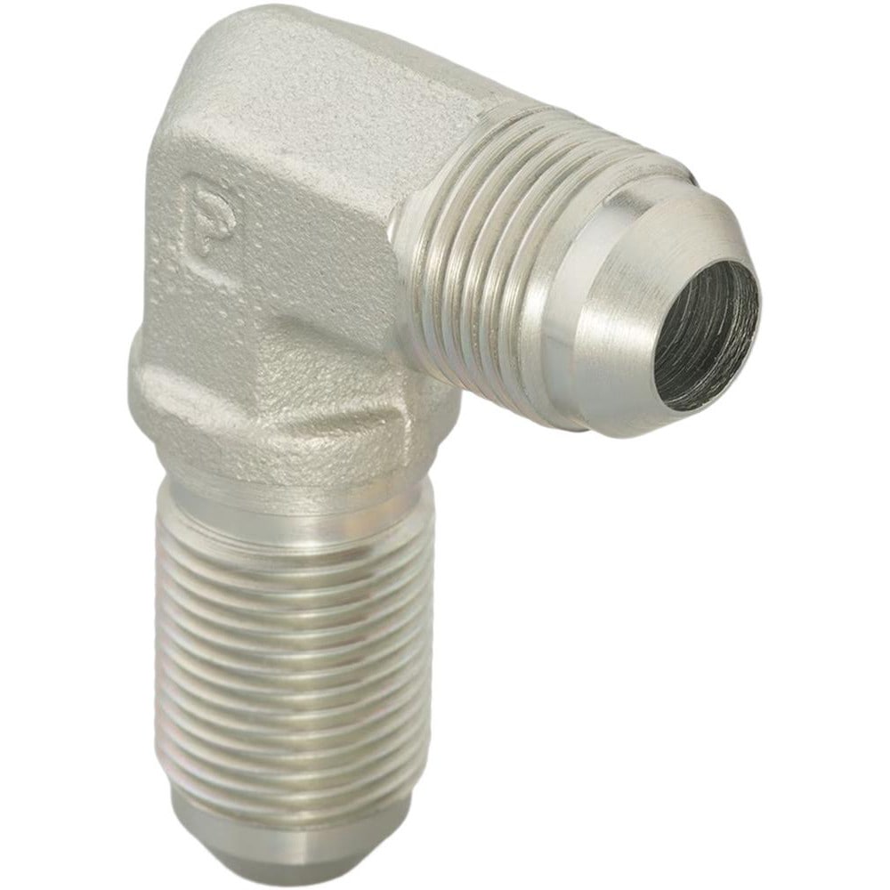Steel Flared Tube Bulkhead Union Elbow with Locknut: 1-1/4" Tube OD, 37 ° Flared Angle