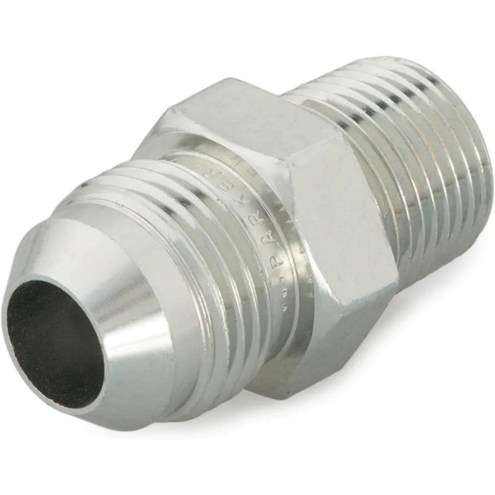 Steel Flared Tube Connector: 1/8" Tube OD, 1/8 Thread, 37 ° Flared Angle