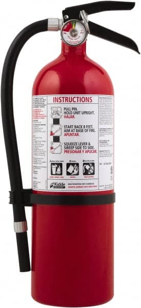 Kidde 21006204P Fire Extinguisher: Dry Chemical, 3.25" Dia, 5 lb Capacity, Pressure Gauge 