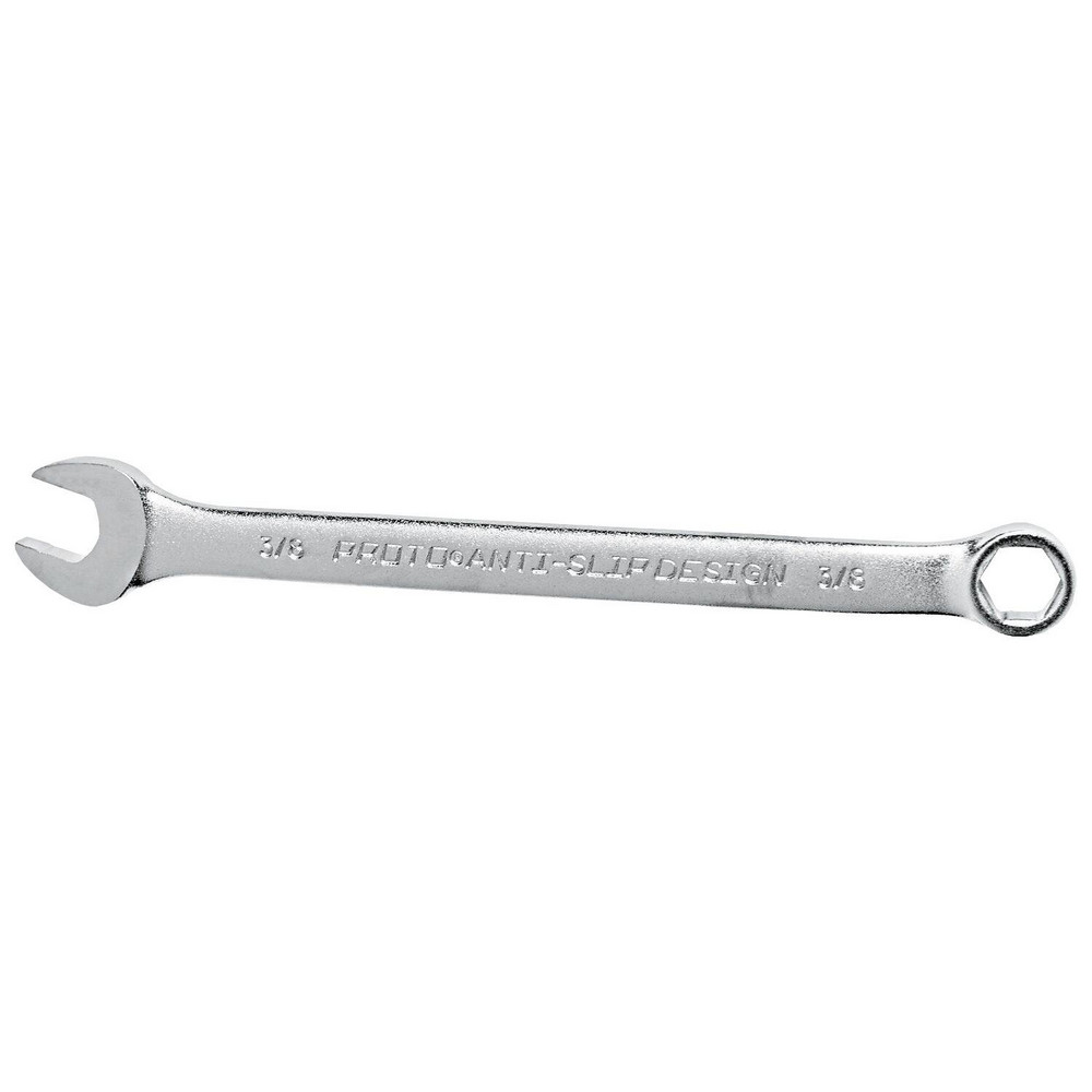 Combination Wrench: 3/8" Head Size, 15 deg Offset - 6-1/4" OAL, Steel, Satin Finish, Tether Capable