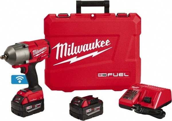 Milwaukee Tool 2862-22R Cordless Impact Wrenches & Ratchets; Voltage: 18.00 ; Handle Type: Straight ; Speed (RPM): 0-1800 ; Torque (Ft/Lb): 1100.00 ; Torque (Ft/Lb): 1100 ; Brushless Motor: Yes Image