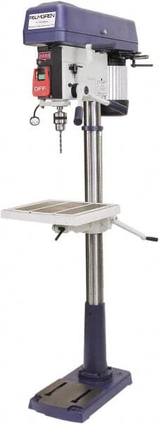 Floor Drill Press: 17" Swing, 1 hp, Step Pulley Drive, 120 & 240 V, 1 Phase