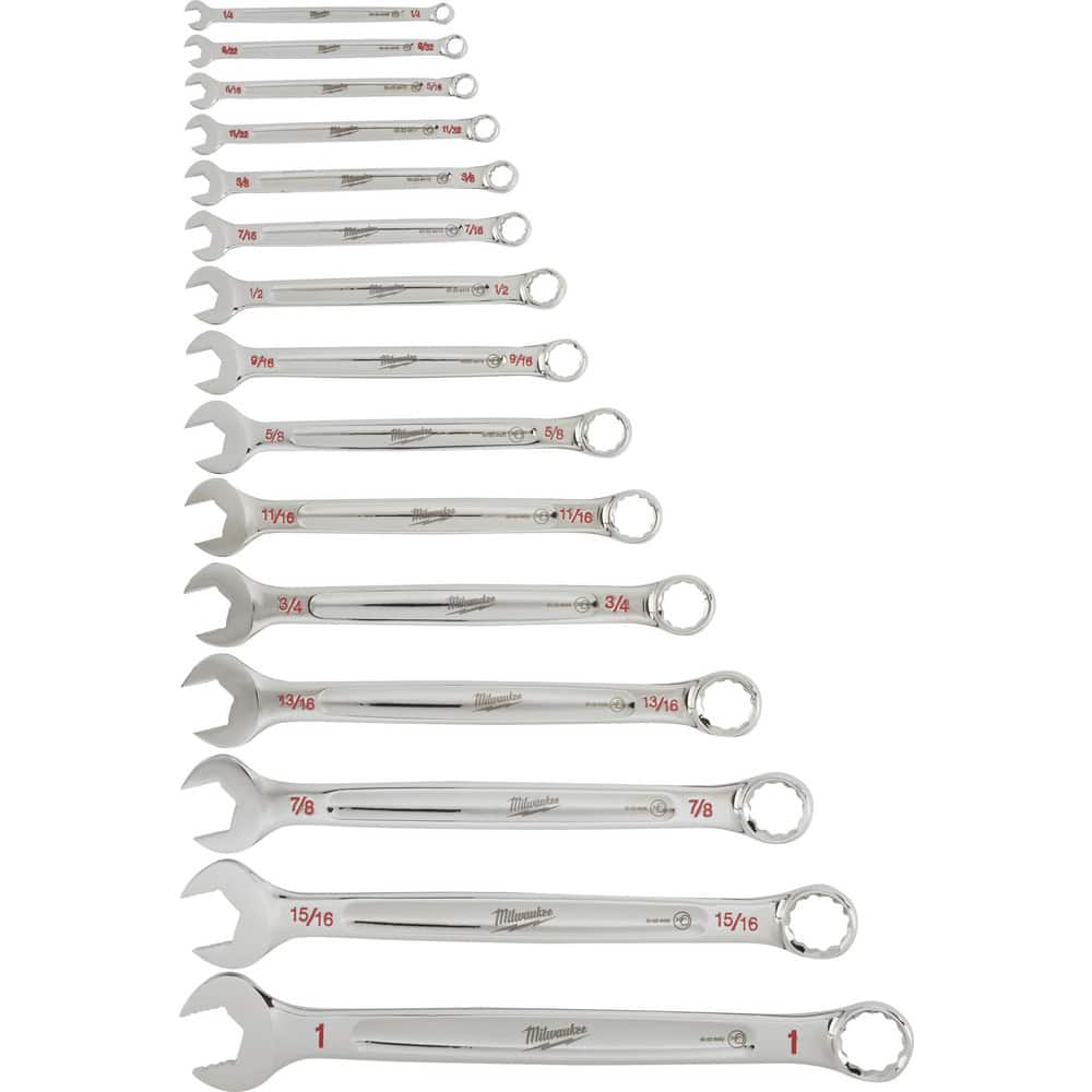 Milwaukee Tool - Combination Wrench Set: 15 Pc, Inch | MSC Industrial ...
