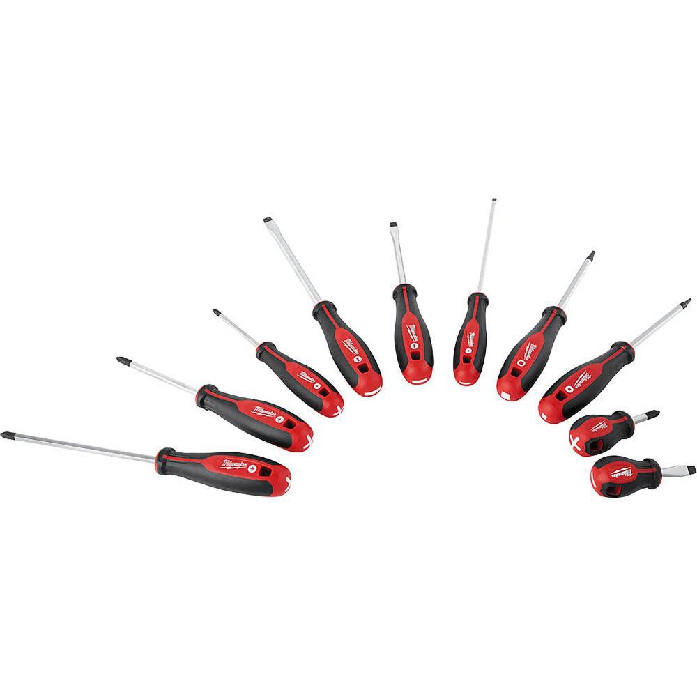 Milwaukee Tool 48-22-2710 Screwdriver Set: 10 Pc, Phillips, Slotted & Square Image