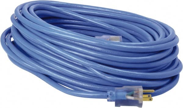 100', 14/3 Gauge/Conductors, Blue & Yellow Industrial Extension Cord