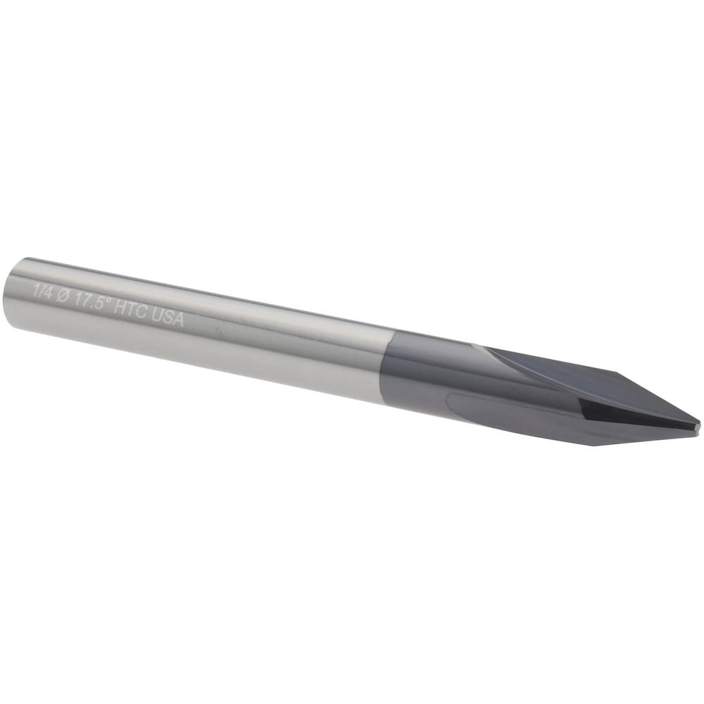 Chamfer Mill: 1/4" Dia, 3 Flutes, Solid Carbide