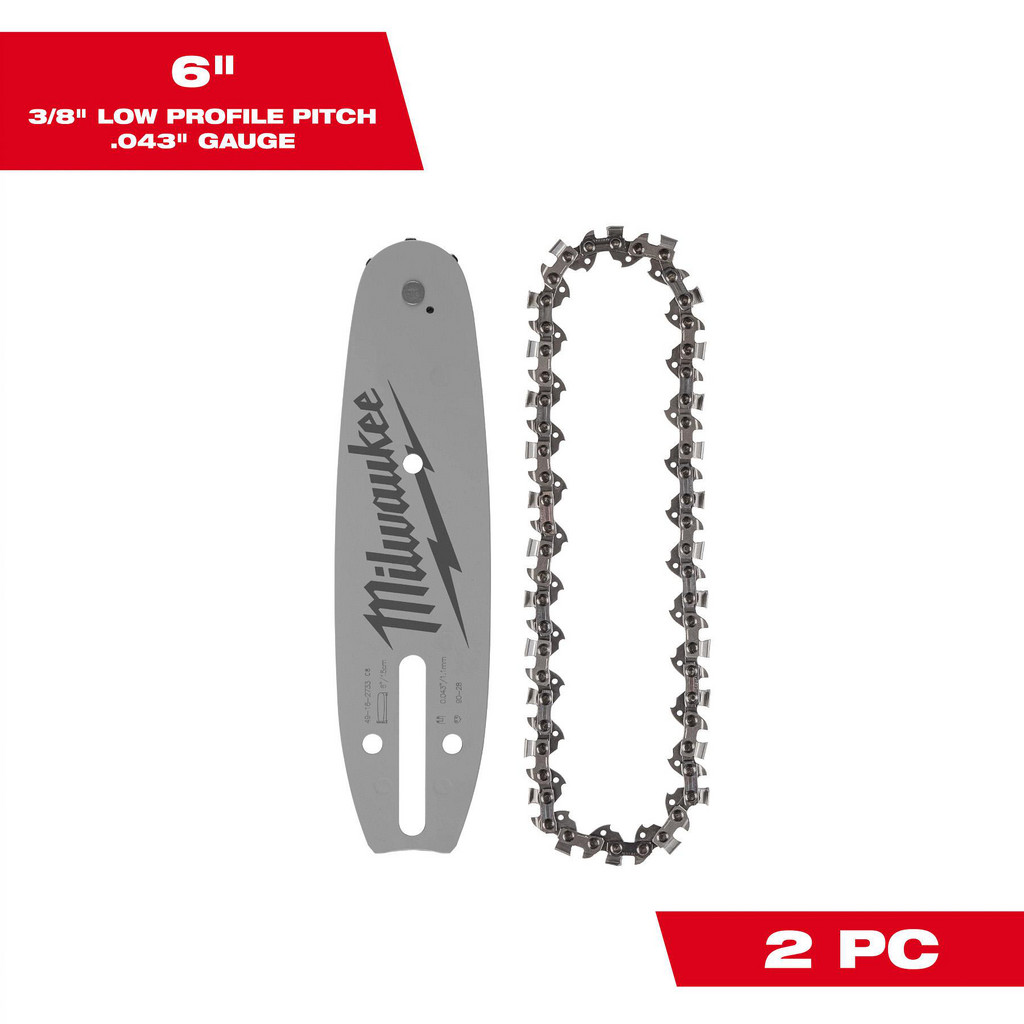 Milwaukee Tool | Milwaukee 6" 3/8" LOW PROFILE™ Pitch, .043" Gauge Saw Chain & Guide Bar Set - Use w/ M12 FUEL™ HATCHET™ 6” Pruning Saw