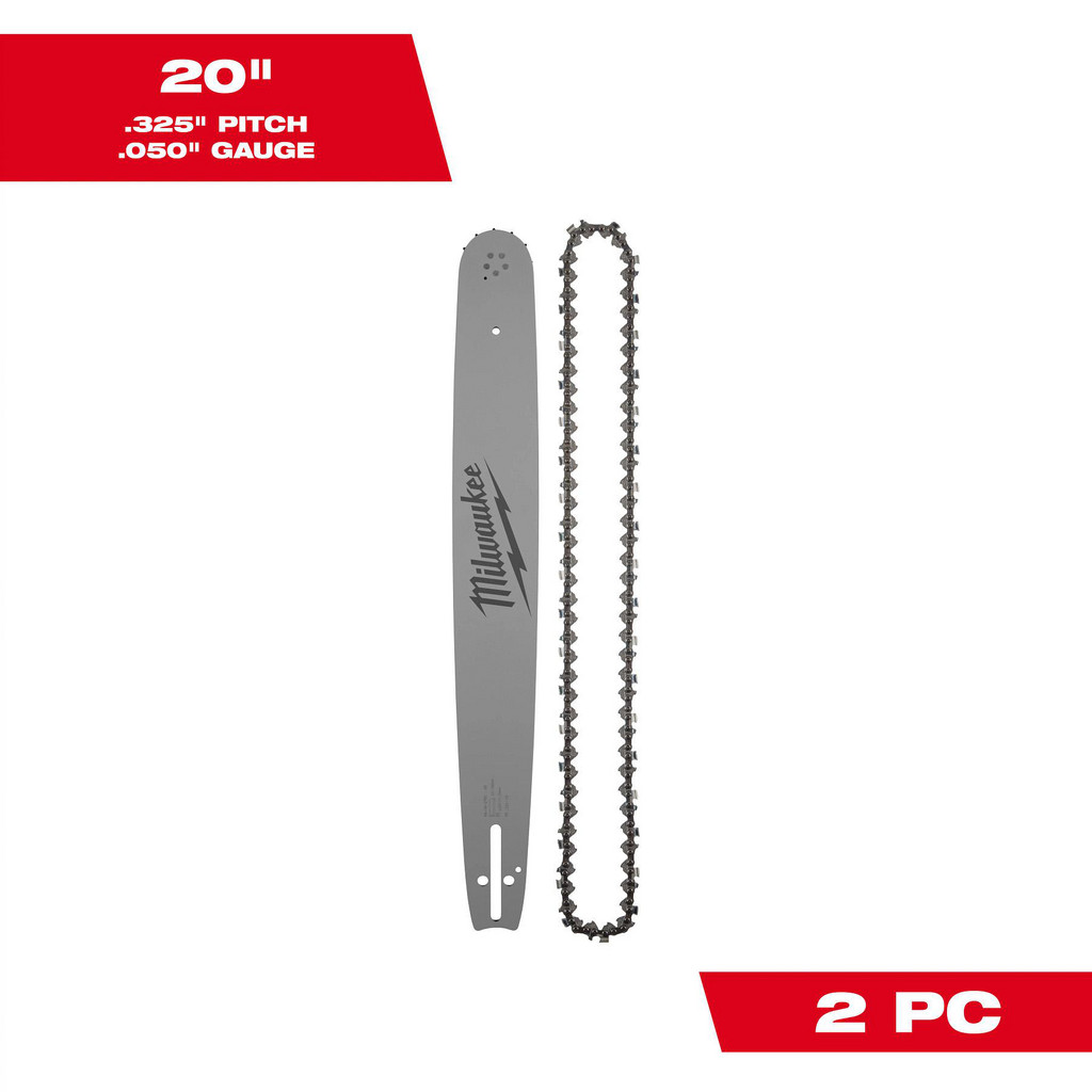 Milwaukee Tool | Milwaukee 20" .325" Pitch, .043" Gauge Saw Chain & Guide Bar Set - Use w/ M18 FUEL™ 20” Dual Battery Chainsaw (2827-22) | Part