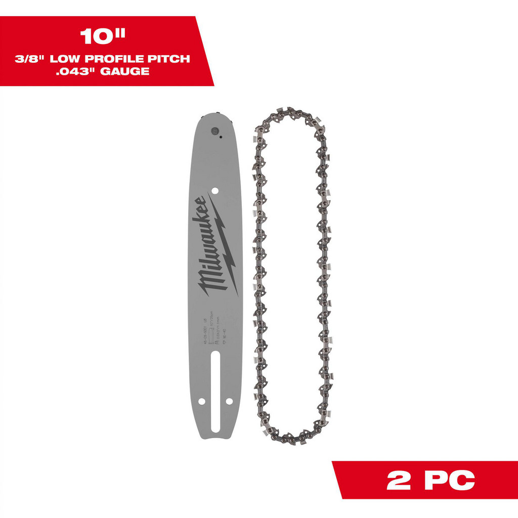 Milwaukee Tool | Milwaukee 10" 3/8" LOW PROFILE™ Pitch, .043" Gauge Saw Chain & Guide Bar Set - Use w/ M18 FUEL™ 10" Pole Saw w/ QUIK-LOK™