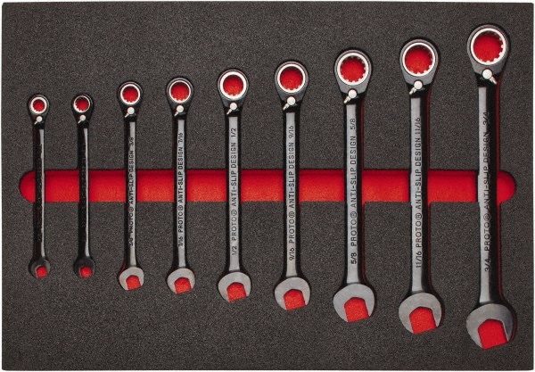 EFFICERE max torque 9-piece premium combination wrench set, standard inch  sizes from 1/4 to