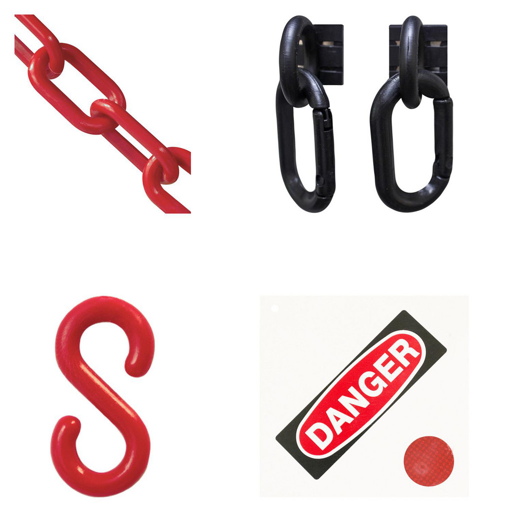 PRO-SAFE Danger Sign Kit Plastic Safety Chain, Red, 6 ft