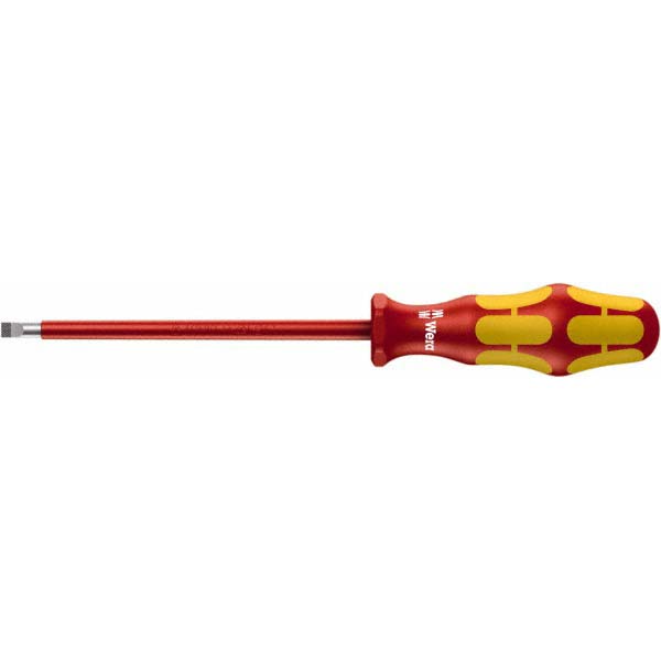 Wera Slotted Screwdriver: 9-3/4" OAL - 150mm Blade Length, Round Shank, Acetate w/ Rubber Grip Handle | 5-Pack | Part #05006116001
