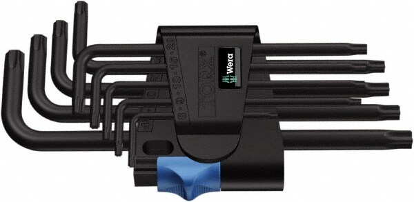 Torx Key Set: 9 Pc, L-Handle, T8 to T40