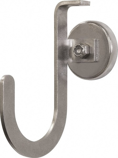 Storage Hook: Magnetic Mount, 3-1/4" Projection, 42 lb Load Capacity, Stainless Steel