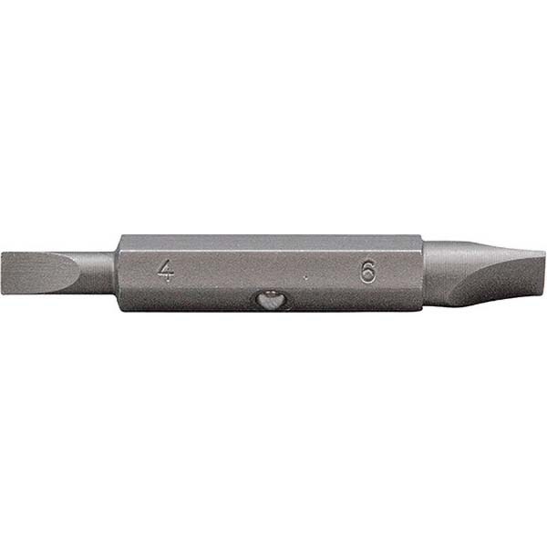 Slotted Screwdriver Bits; Reversible: Reversible ; Blade Width (Inch): 1/4 ; Drive Size (Inch): 1/4 ; Blade Thickness (Decimal Inch): 0.2500 ; Overall Length (Inch): 1 ; Point Size: 2