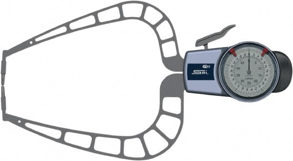0 to 50mm, 0.05" Graduation, 0.0250mm Accuracy, Outside Dial Caliper Gage