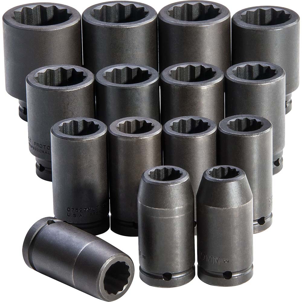 Proto Deep Impact Standard Socket Set 15 Pc, 3/4" Drive, 19.00 to 43