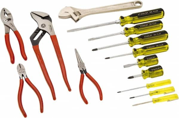 Combination Hand Tool Set: 14 Pc, General Purpose Tool Set