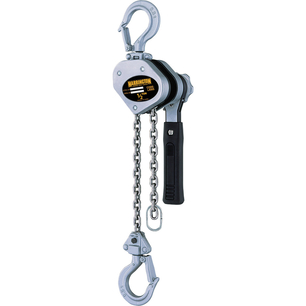 Manual Mini Lever Hoist: 1000 lb Capacity, 10' Max Lift - 62.0 lb Pull to Lift Load, 1 Chain