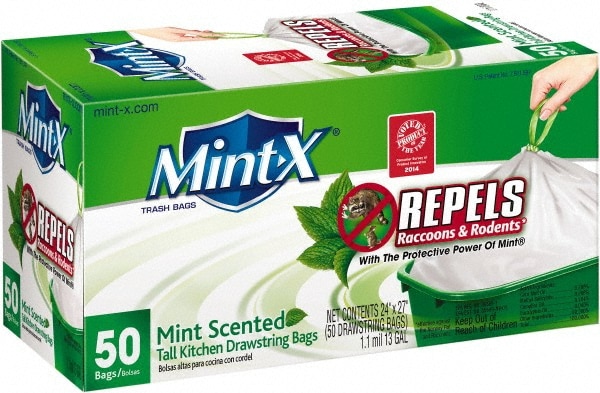 Mint-X - Pack of (50) 13 Gal 1.1 mil Rodent Repellent Trash Bags ...