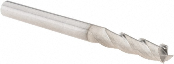 SGS 34860 Square End Mill: 1/4 Dia, 1 LOC, 1/4 Shank Dia, 3 OAL, 3 Flutes, Solid Carbide Image