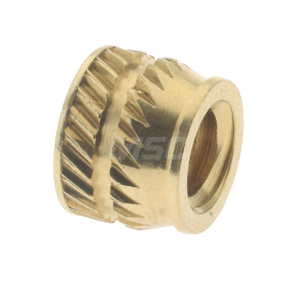 #10-24, 0.267" Small to 0.277" Large End Hole Diam, Brass Single Vane Tapered Hole Threaded Insert