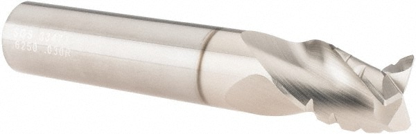 SGS 33472 Corner Radius End Mill: 5/8" Dia, 3/4" LOC, 0.03" Radius, 3 Flutes, Solid Carbide Image