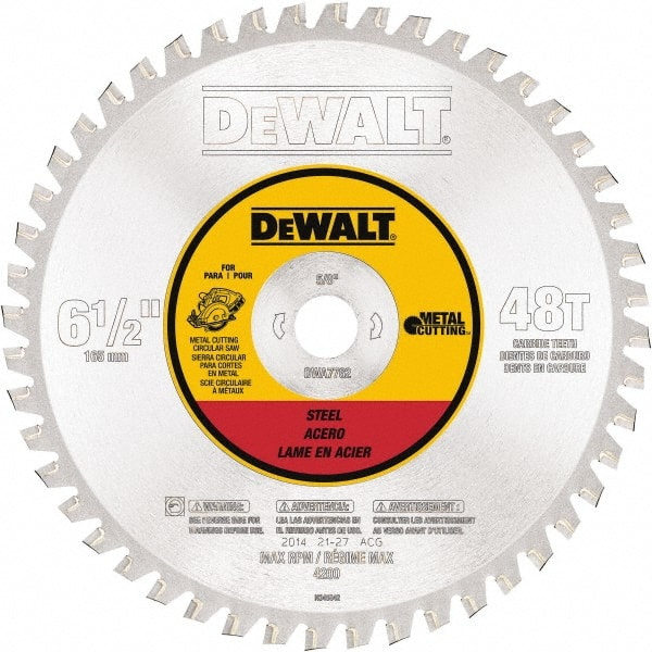 Dewalt DWA7762 Wet & Dry Cut Saw Blade: 6-1/2" Dia, 5/8" Arbor Hole, 0.061" Kerf Width, 48 Teeth 