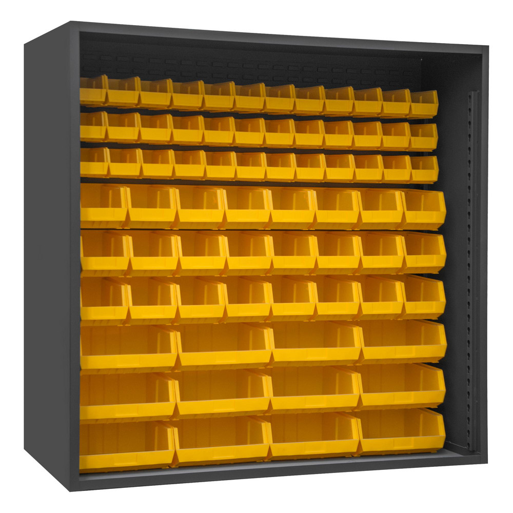 72 Bin Enclosed Shelving - 72 Inch Overall Width x 24 Inch Overall Depth x 72 Inch Overall Height, Yellow Polyethylene Bins
