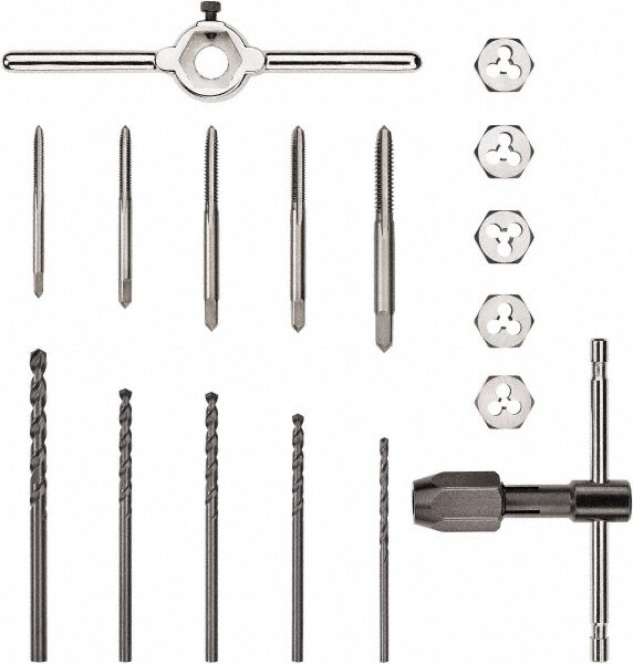 Tap & Die Set: #6-32 to 1/4-20 Taps, #6-32 to 1/4-20 Dies, UNC