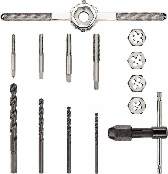 Tap & Die Set: 1/4-20 to 1/2-13 Taps, 1/4-20 to 1/2-13 Dies, UNC