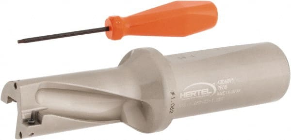 Hertel 4006091 2-1/8" Max Drill Depth, 2xD, 1-1/16" Diam, Indexable Insert Drill 