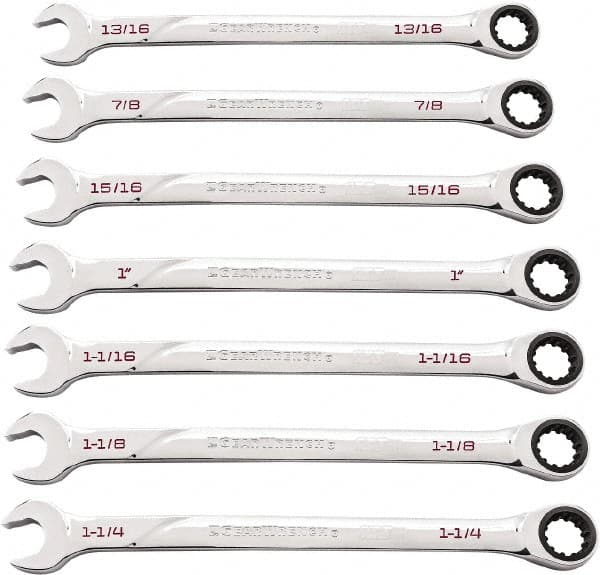 GEARWRENCH 86452 Ratcheting Combination Wrench Set: 7 Pc, 1/2 x 9/16" 3/8 x 7/16" & 5/8 x 11/16" Wrench, Inch 