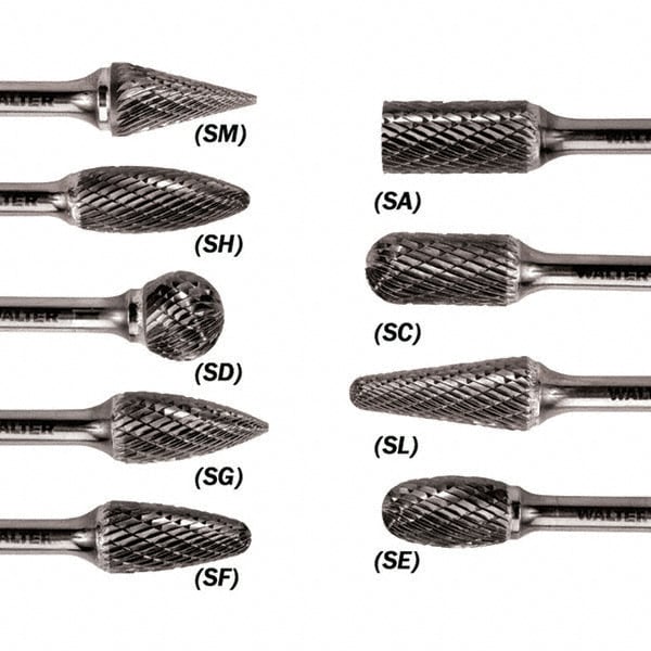 Single Cut Carbide Burr Cylindrical SA-9 1//4 x 1 x 1 x 2 3//4