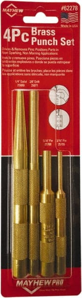 Assorted Brass Punch Kit Punch Set: 4 Pc, 0.1875 to 0.375"
