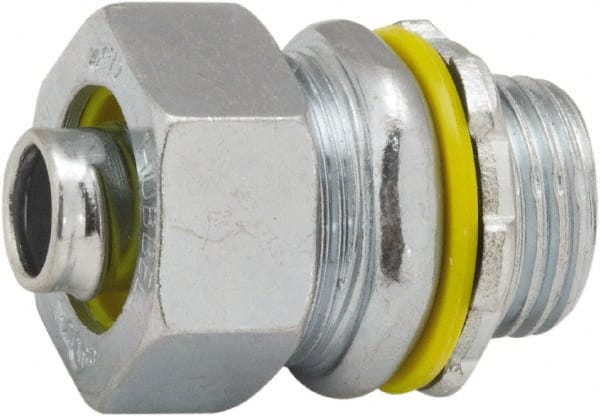 Conduit Connector: For Liquid-Tight, Malleable Iron & Steel, 3/8" Trade Size