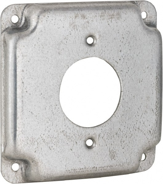 Electrical Box Cover: Steel, 4" Wide, 4" High