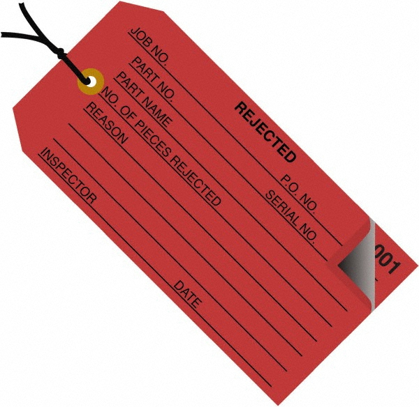 Blank Tag: 4-3/4'' High, Red, Synthetic Paper