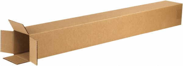 Corrugated Shipping Box: 4" Long, 4" Wide, 40" High - 1 Wall, Kraft, 65 lb Capacity