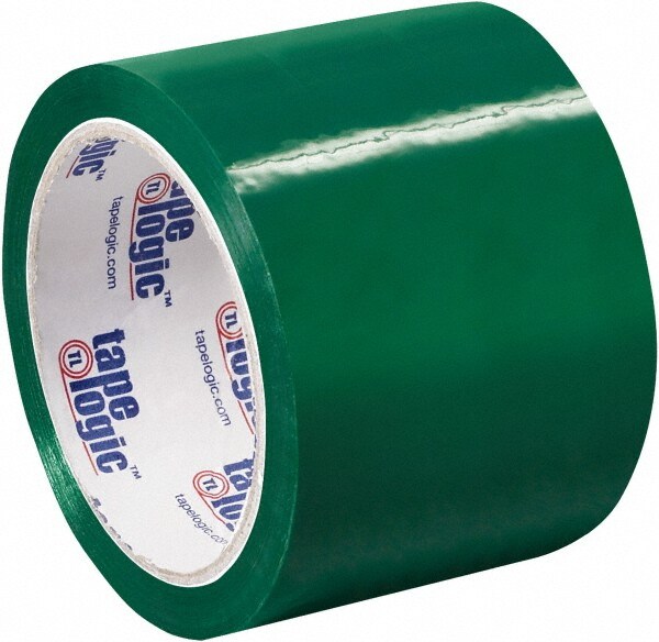 Packing Tape: 3" Wide, Green, Acrylic Adhesive