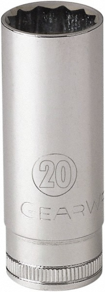 GEARWRENCH 1/2" Drive, Deep Hand Socket - 12 Points, 3-1/32" OAL, Alloy Steel, Chrome Finish | Part #80790